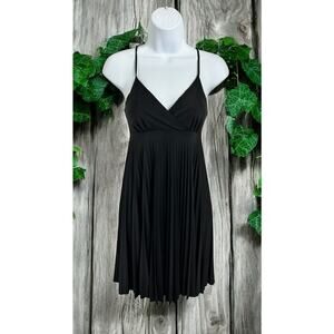 Soprano Black Pleated Mini Dress Sz Small Spaghetti Strap Retro 90's Y2K